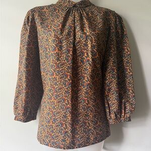 70s Vintage Paisley Print Women's Top